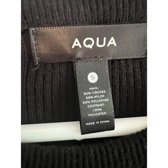 Aqua Chiffon Balloon Sleeve Sweater Black Women's S Double Sheer Shirt Blouse - Picture 4 of 13